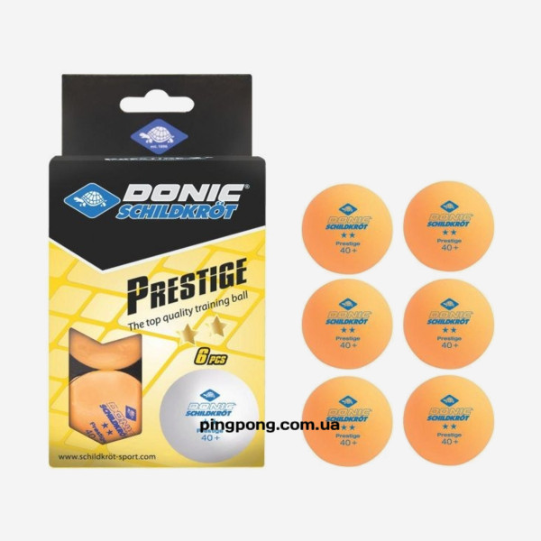 Мячики Donic Prestige 2* 40+ Orange 6pcs