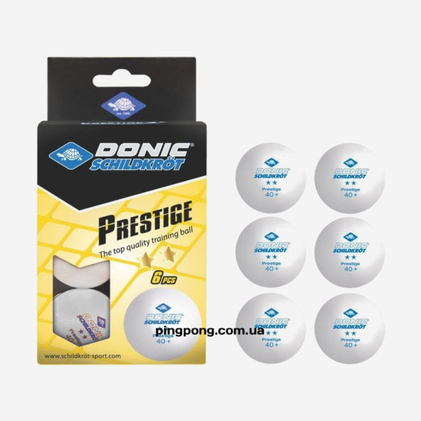 Мячики Donic Prestige 2* 40+ White 6pcs